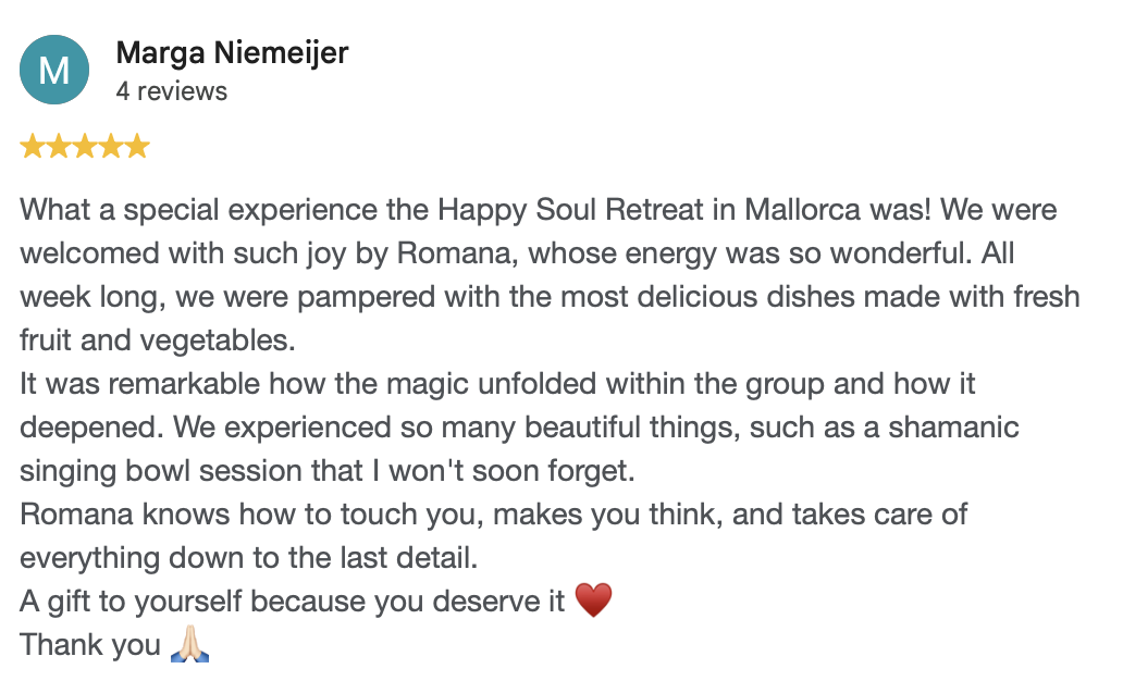 Google review from Marga Niemeijer