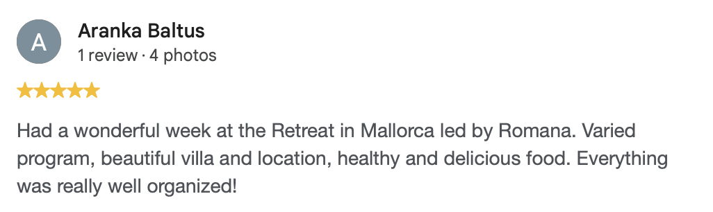 Google review from Aranka Baltus